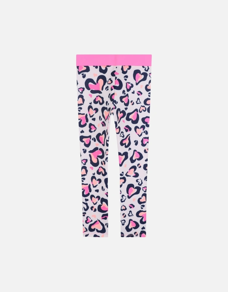 Girls Pink Heart Active Leggings