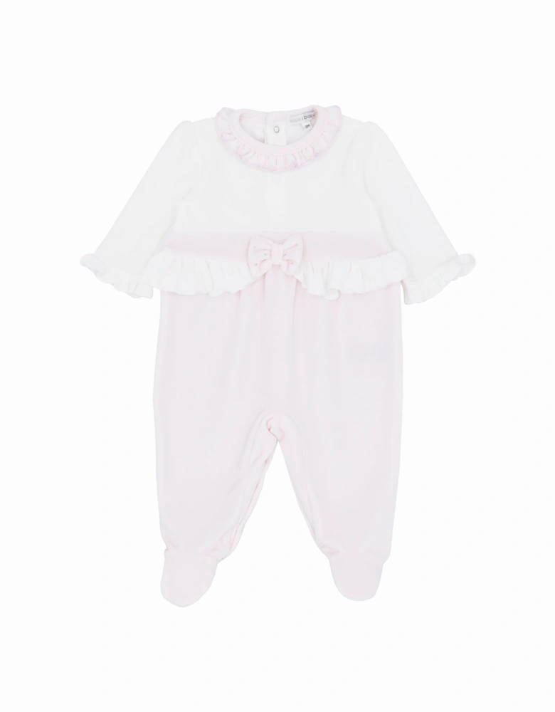 Girls Pale Pink Velour Babygrow