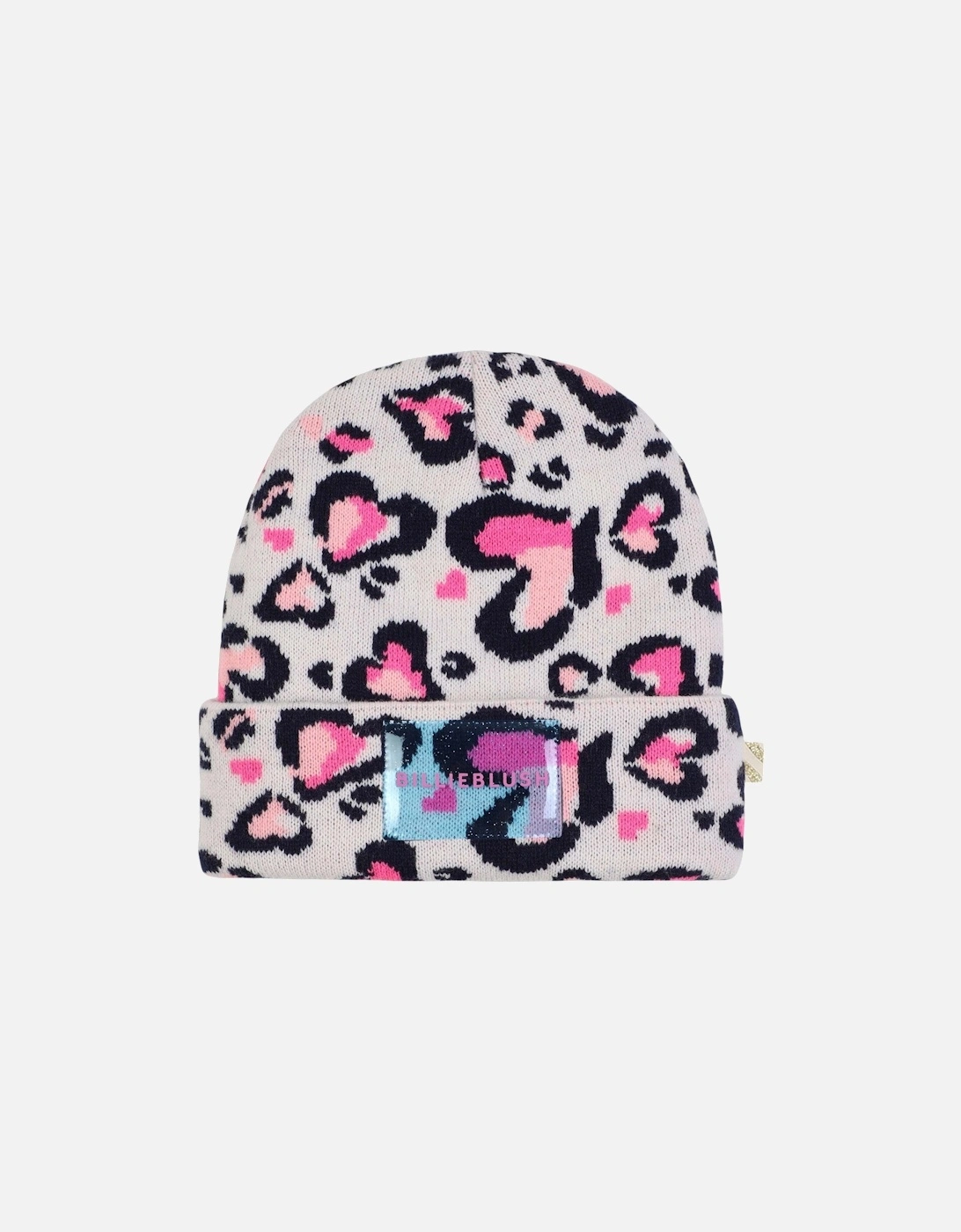 Girls Pink Heart Knit Hat, 4 of 3