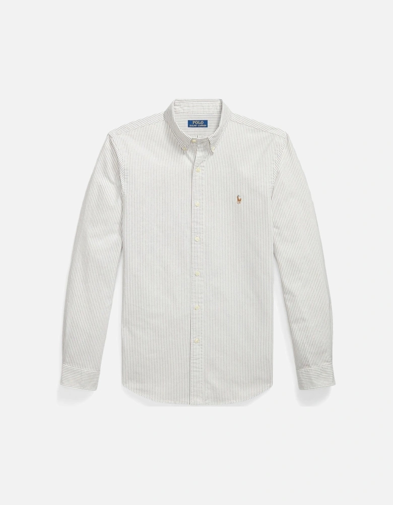 Ralph Lauren Slim Fit Striped Oxford Shirt - Pale Russet/white