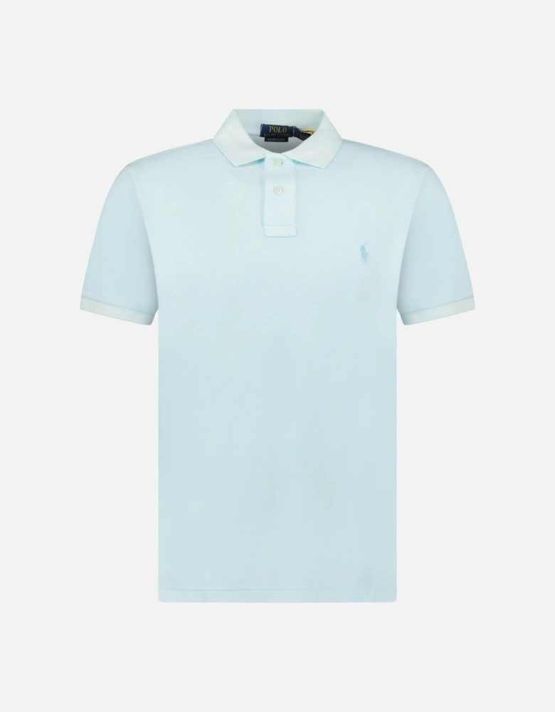 Custom Slim Fit Mesh Polo Shirt in Sky