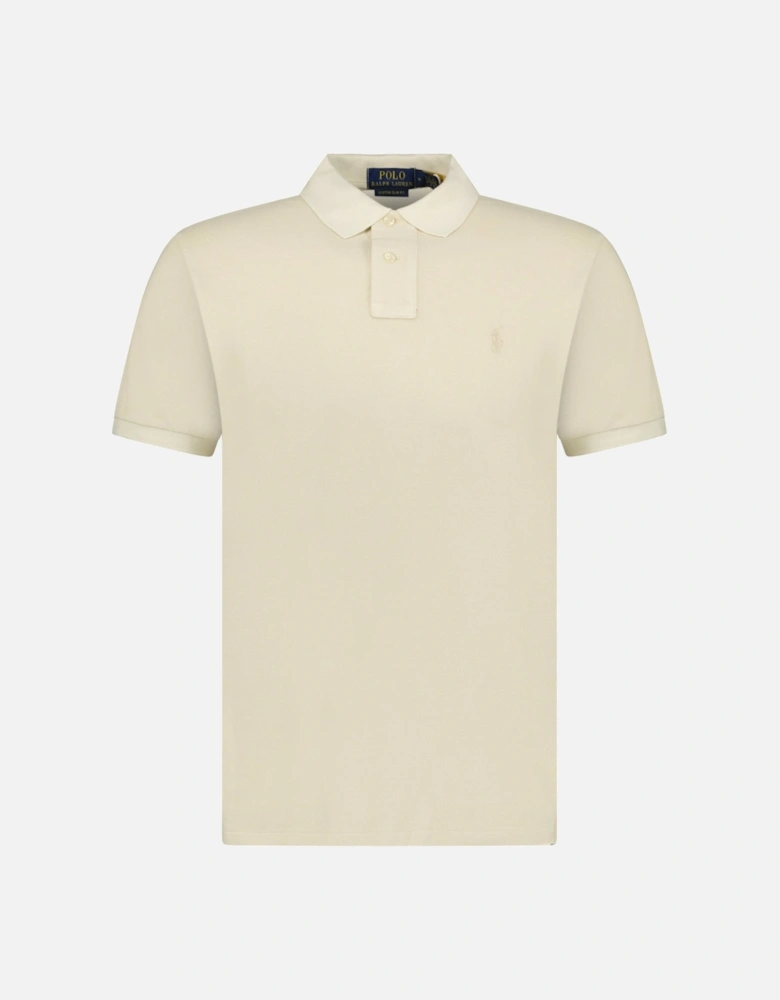 Custom Slim Fit Mesh Polo Shirt in Natural