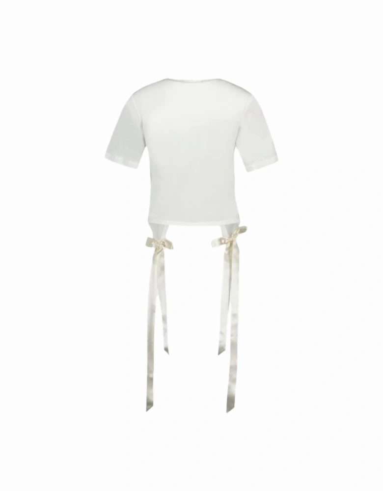 White Cotton Bow Tails T-Shirt