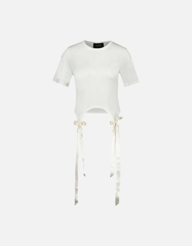 White Cotton Bow Tails T-Shirt