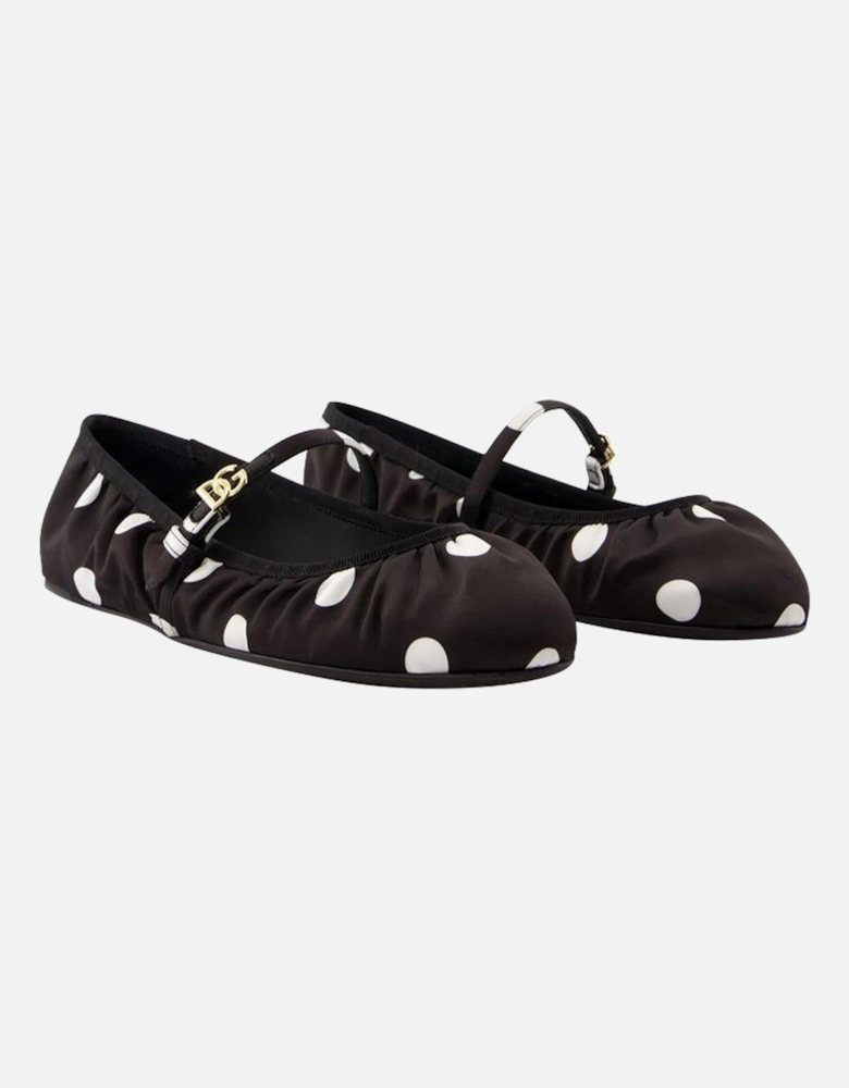 Cotton Black/White Ballerinas