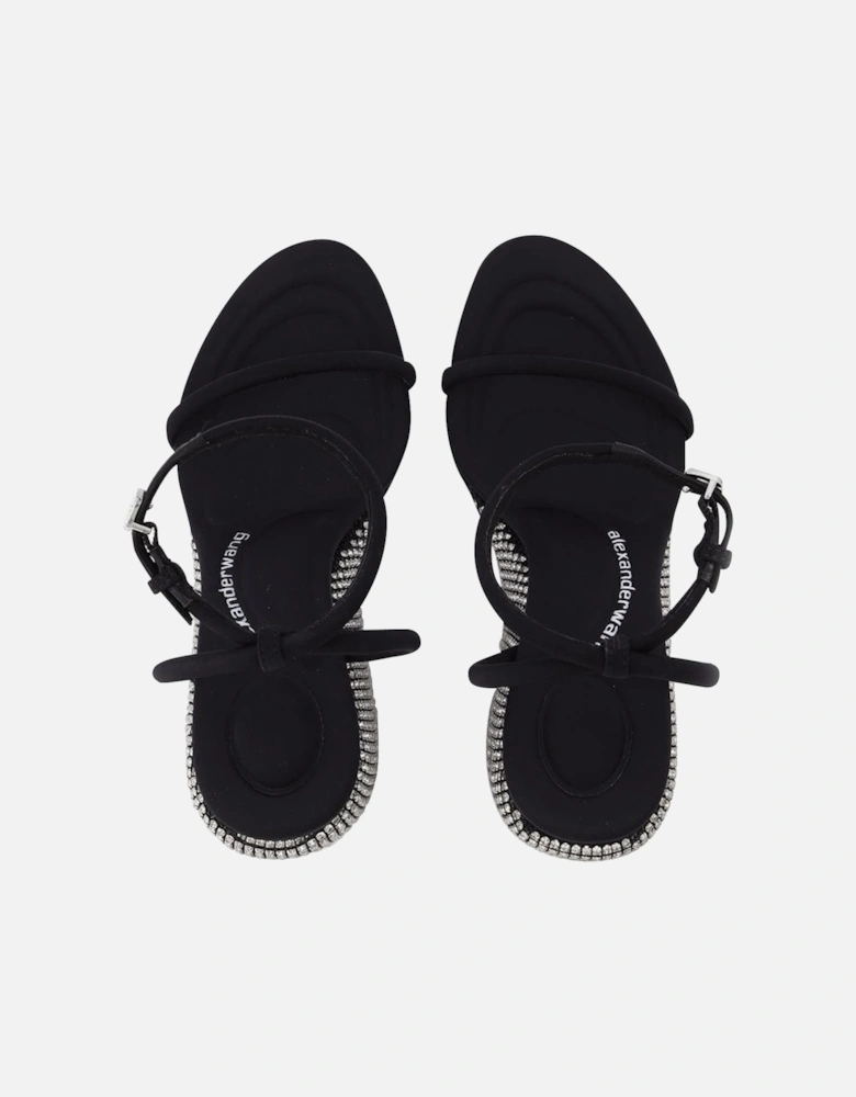 Crystal-Embellished Wedge Sandals with Ankle Strap