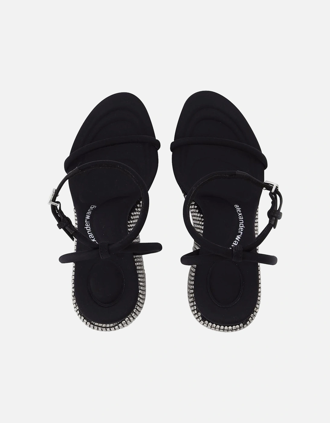 Crystal-Embellished Wedge Sandals with Ankle Strap