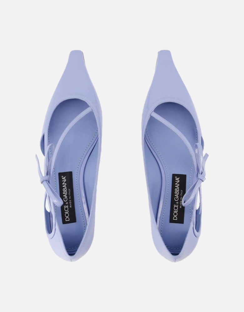 Blue Leather Ballerinas