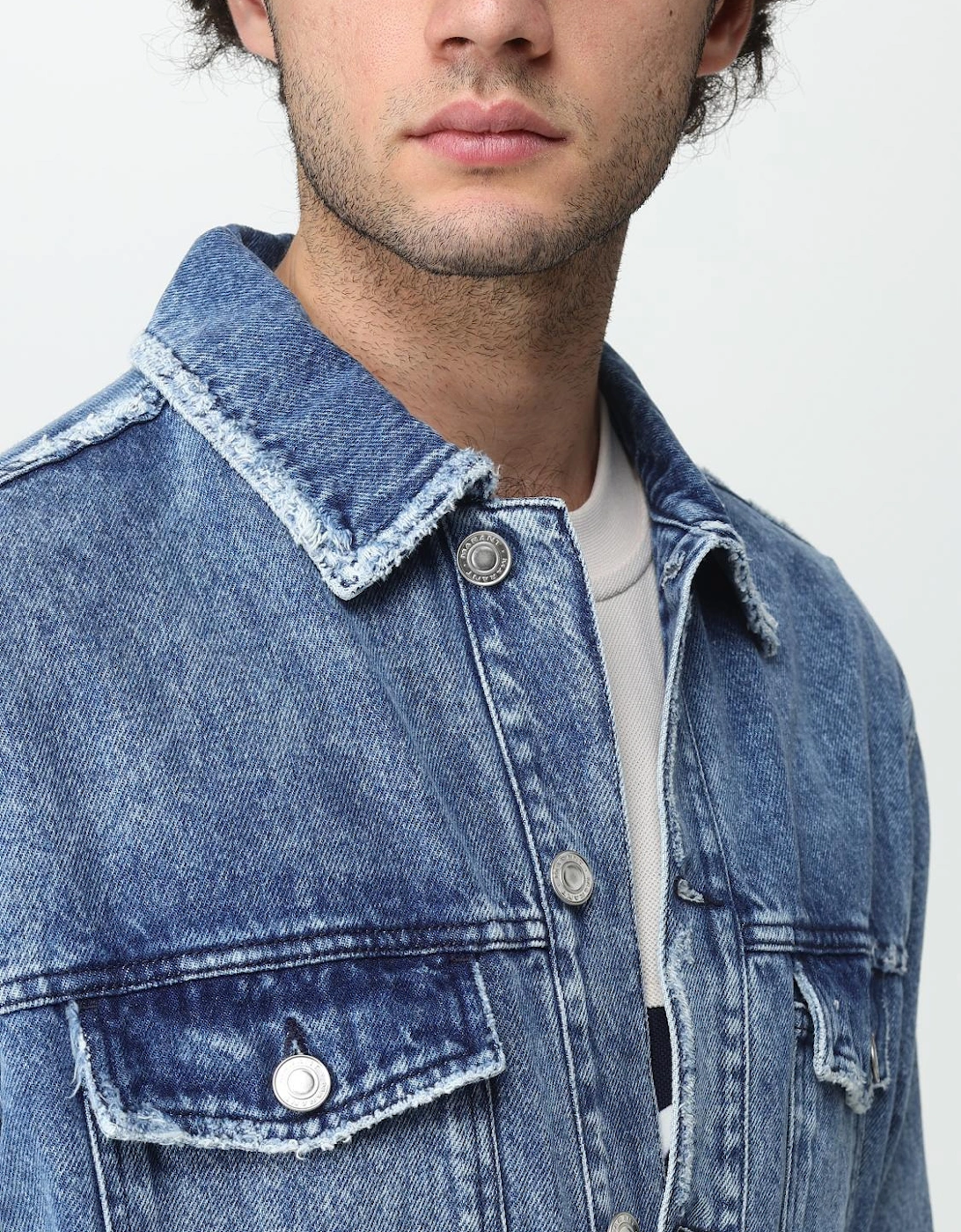 Denim Jacket Acid Wash Distressed