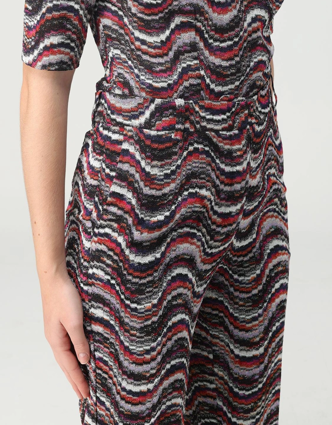 Wave Pattern Knit Pants