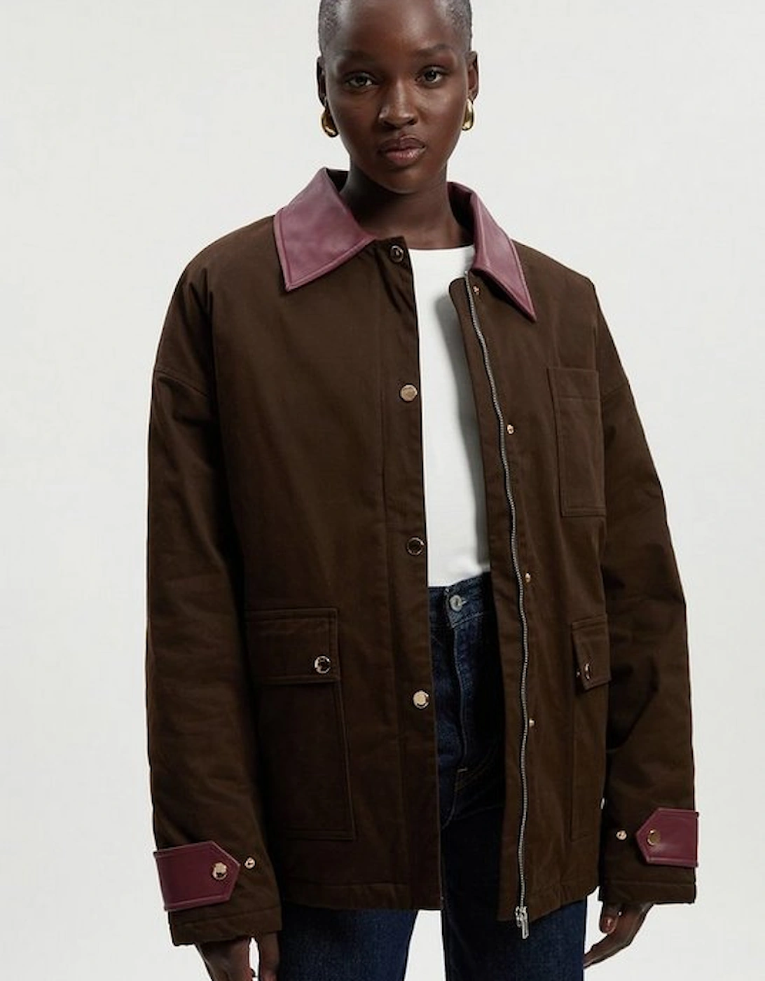 Quilted Contrast Collar Barn Jacket, 2 of 1