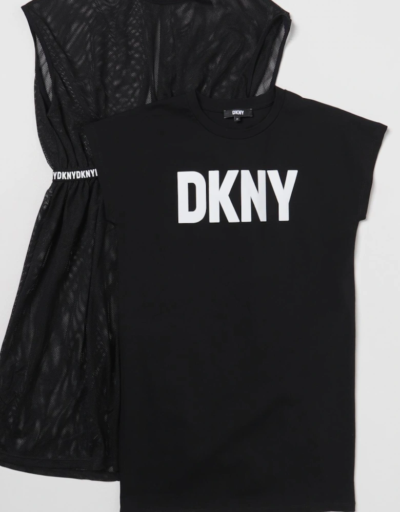 Mesh Mini Dress with Logo Detail