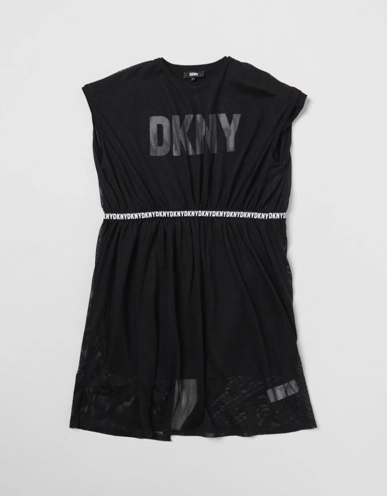 Mesh Mini Dress with Logo Detail