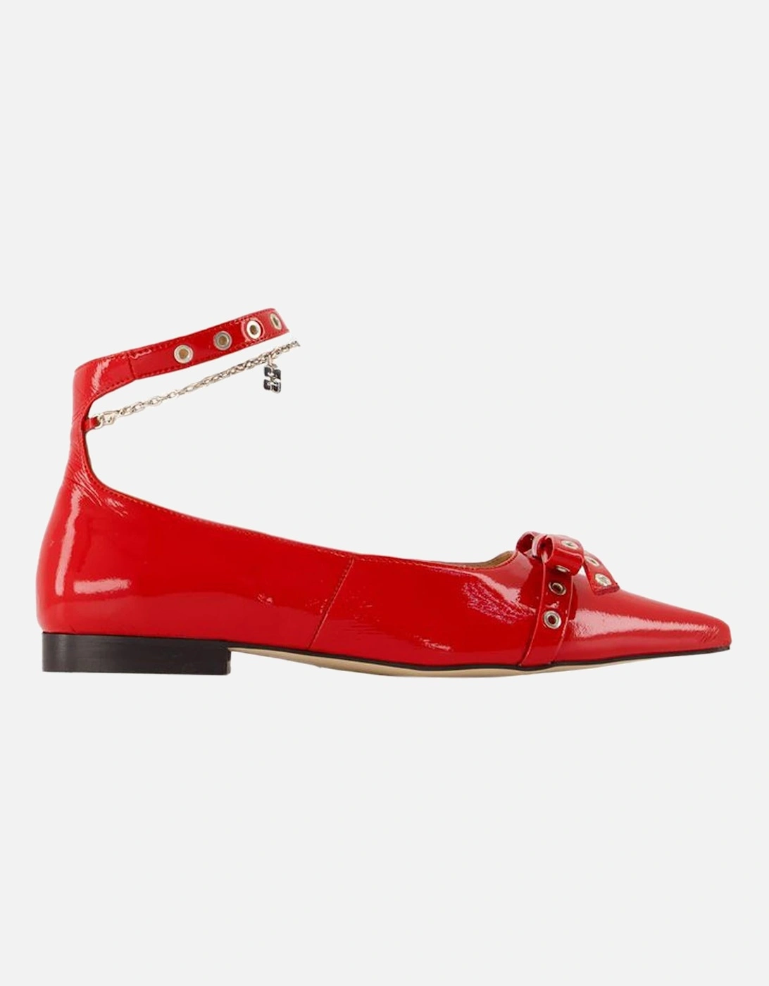Red Synthetic Eyelet Jewel Ballerinas, 5 of 4