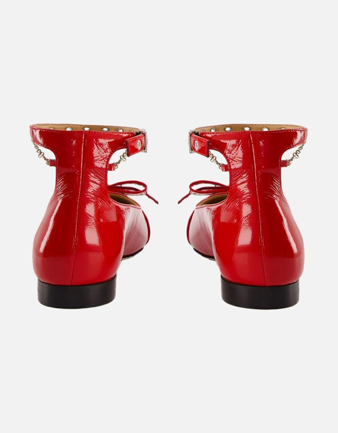 Red Synthetic Eyelet Jewel Ballerinas
