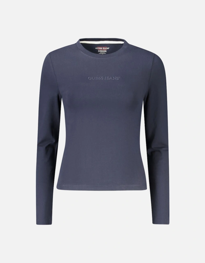 Long Sleeve Crew Neck Organic Cotton T-Shirt with Embroidered Logo