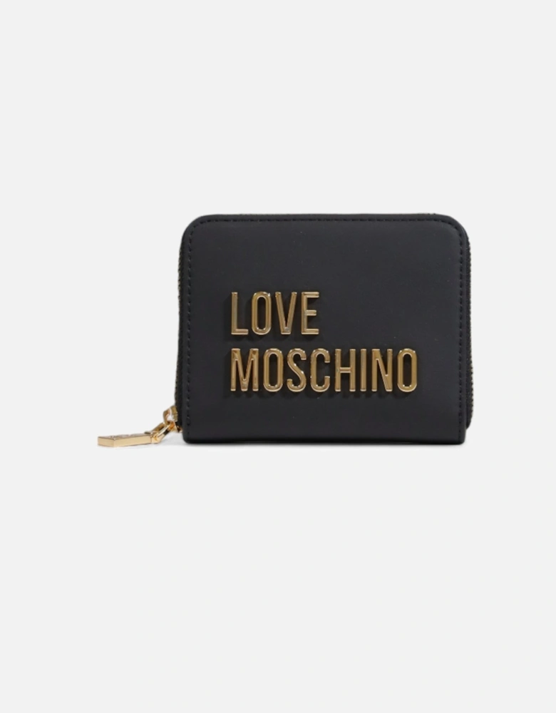 Love Black Leather Wallet with Gold Logo