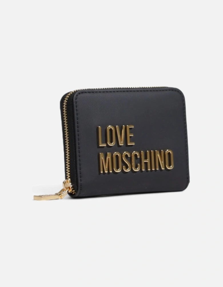Love Black Leather Wallet with Gold Logo