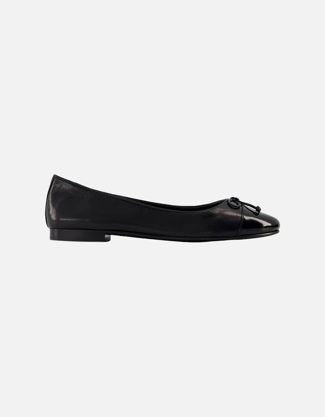 Black Cap Toe Leather Ballerinas, 5 of 4