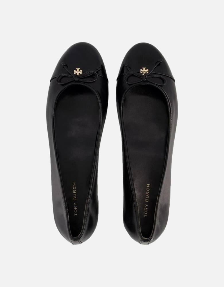 Black Cap Toe Leather Ballerinas