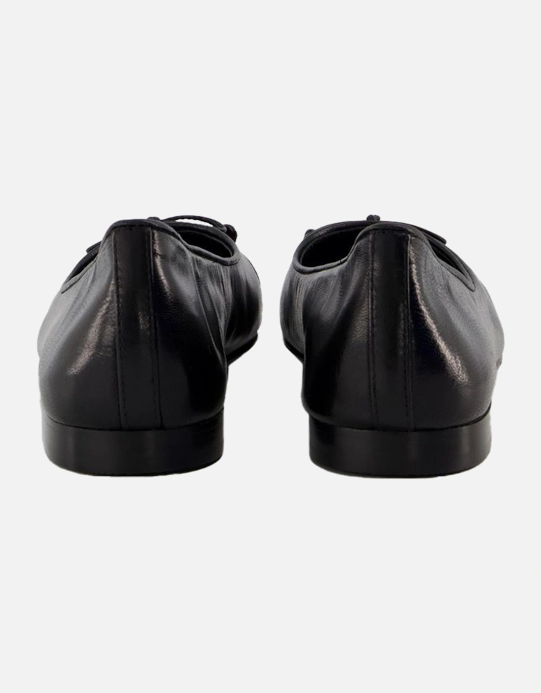 Black Cap Toe Leather Ballerinas