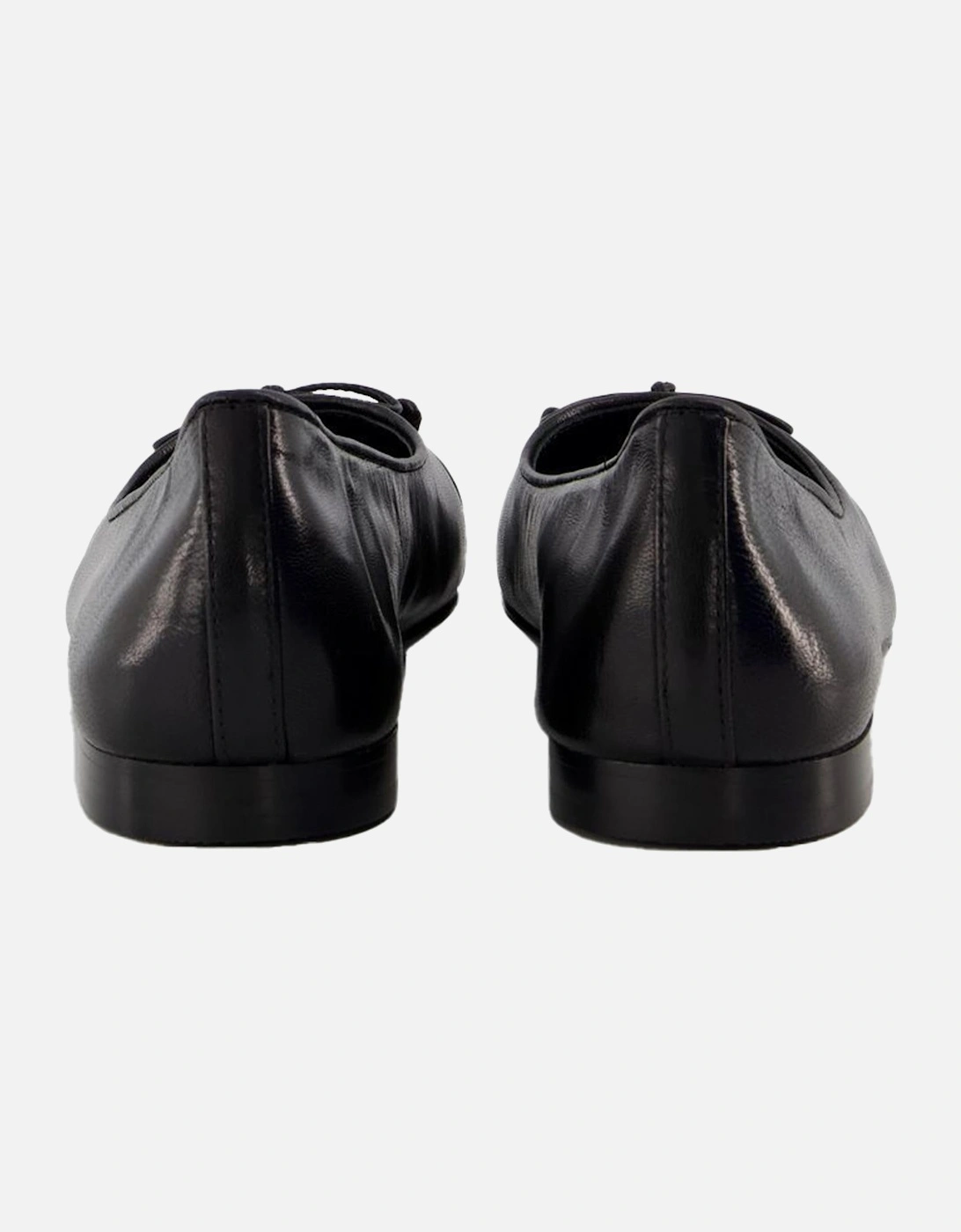 Black Cap Toe Leather Ballerinas