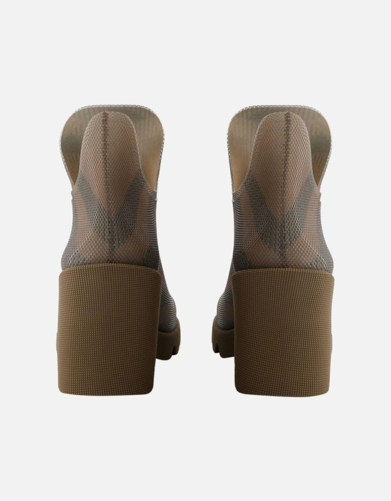 Ankle Boots Check Pattern Rubber Sole