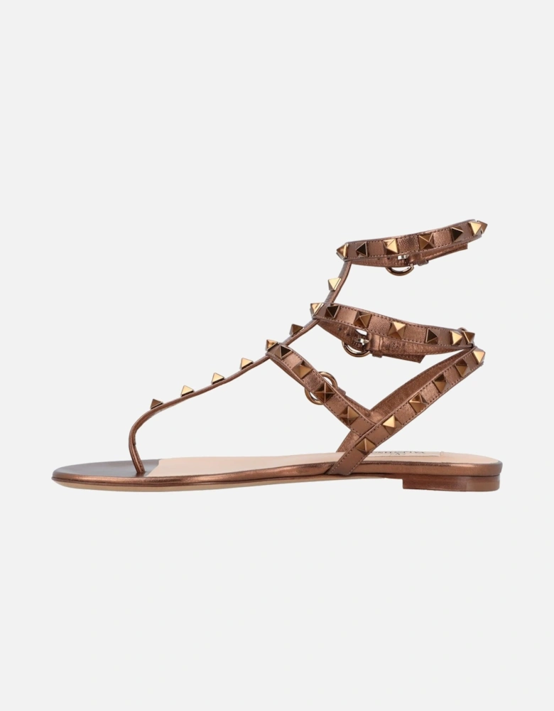 Thong Style Sandals with Ankle Strap and Stud Details
