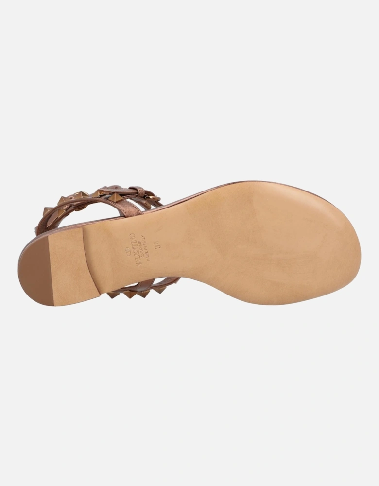 Thong Style Sandals with Ankle Strap and Stud Details