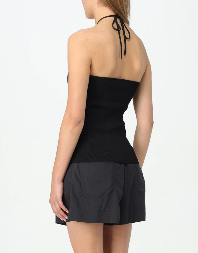 Sleeveless Top Halter Neck Ribbed Design