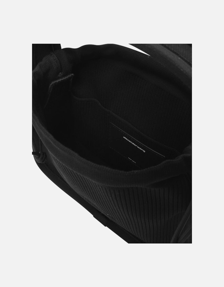 Drawstring Pouch in Black Satin