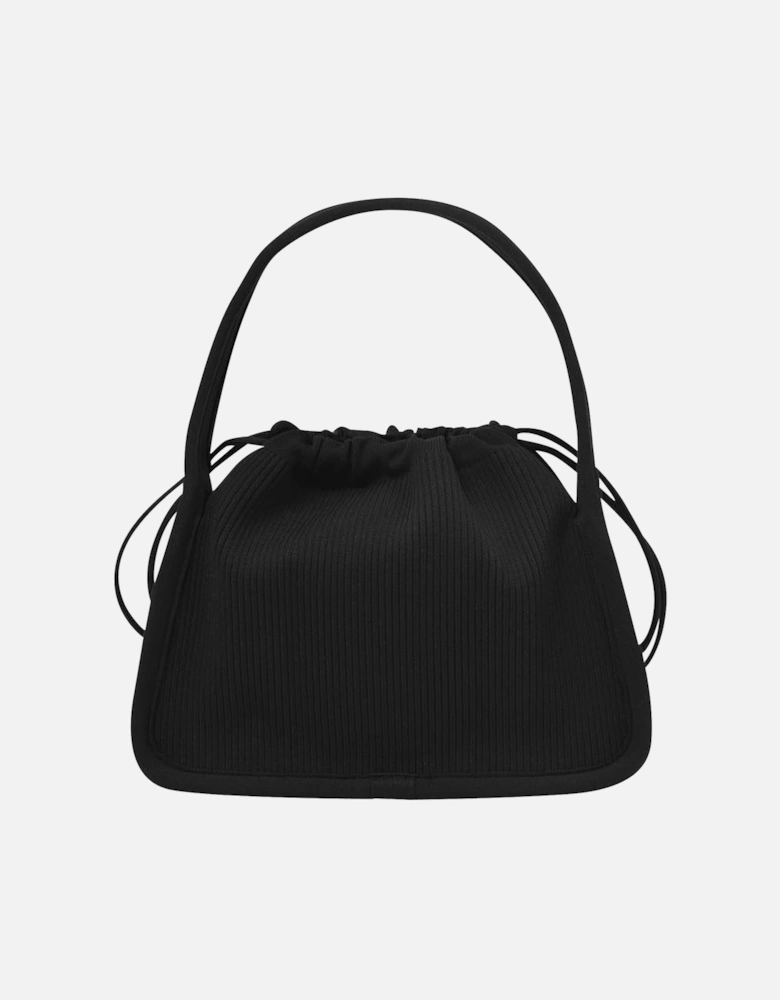 Drawstring Pouch in Black Satin