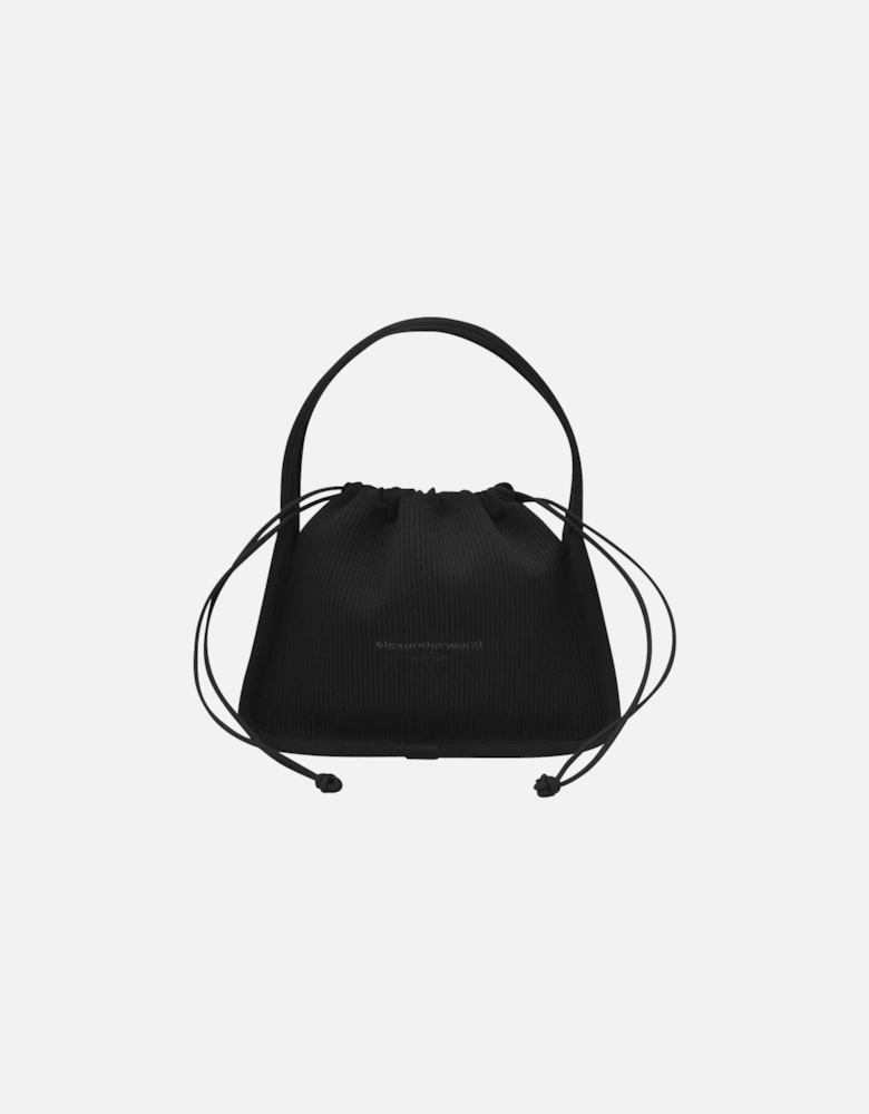 Drawstring Pouch in Black Satin