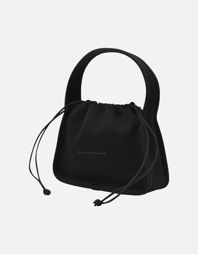 Drawstring Pouch in Black Satin