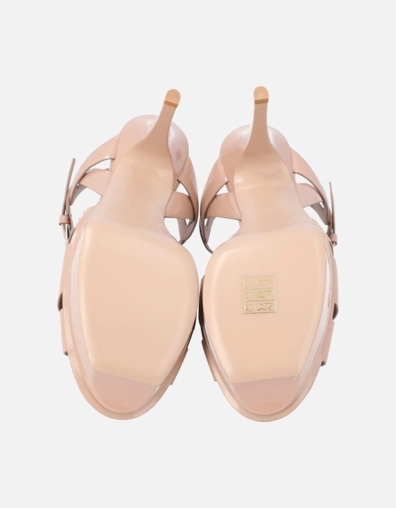 Beige Platform Sandals with Adjustable Ankle Strap