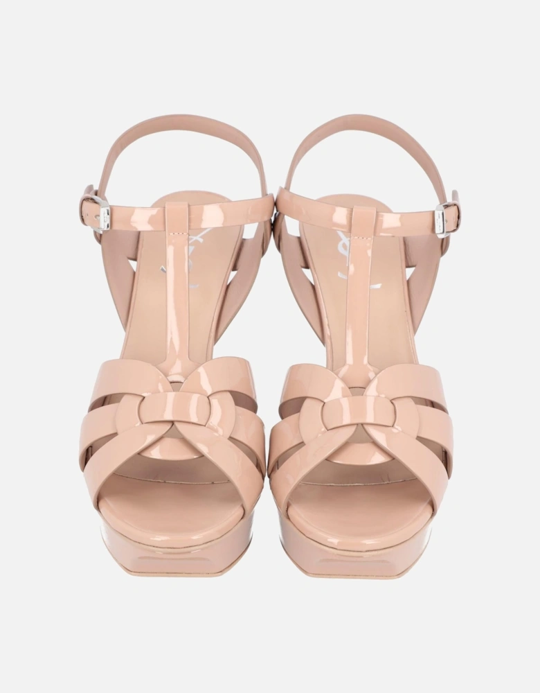 Beige Platform Sandals with Adjustable Ankle Strap