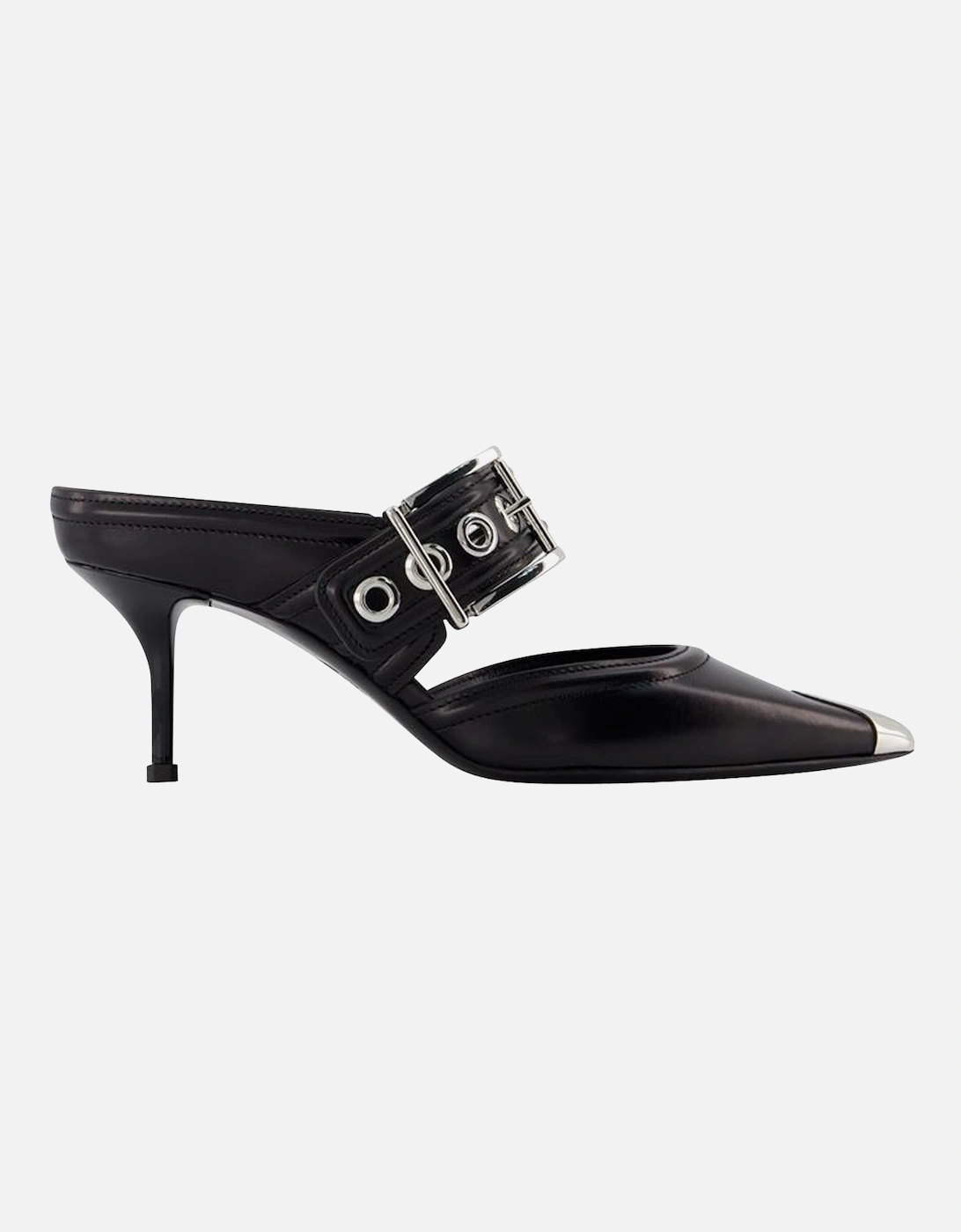 Black/Silver Leather Oversized Sandals, 5 of 4