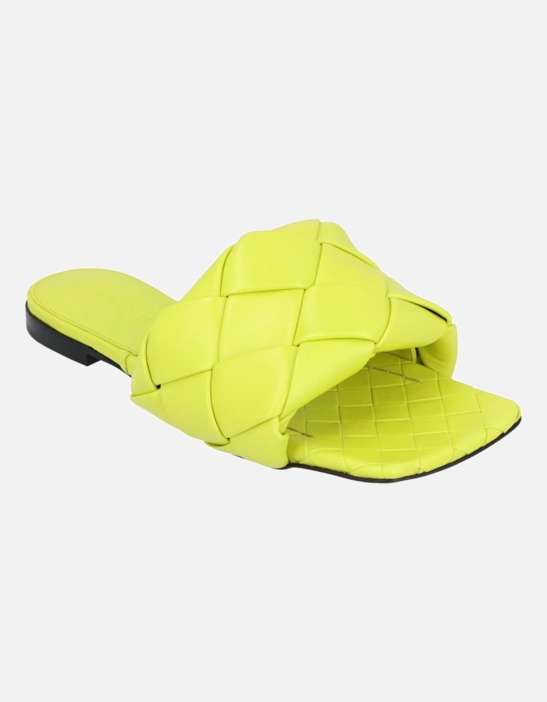 Intrecciato Leather Flat Sandals with Rubber-Injected Outsole