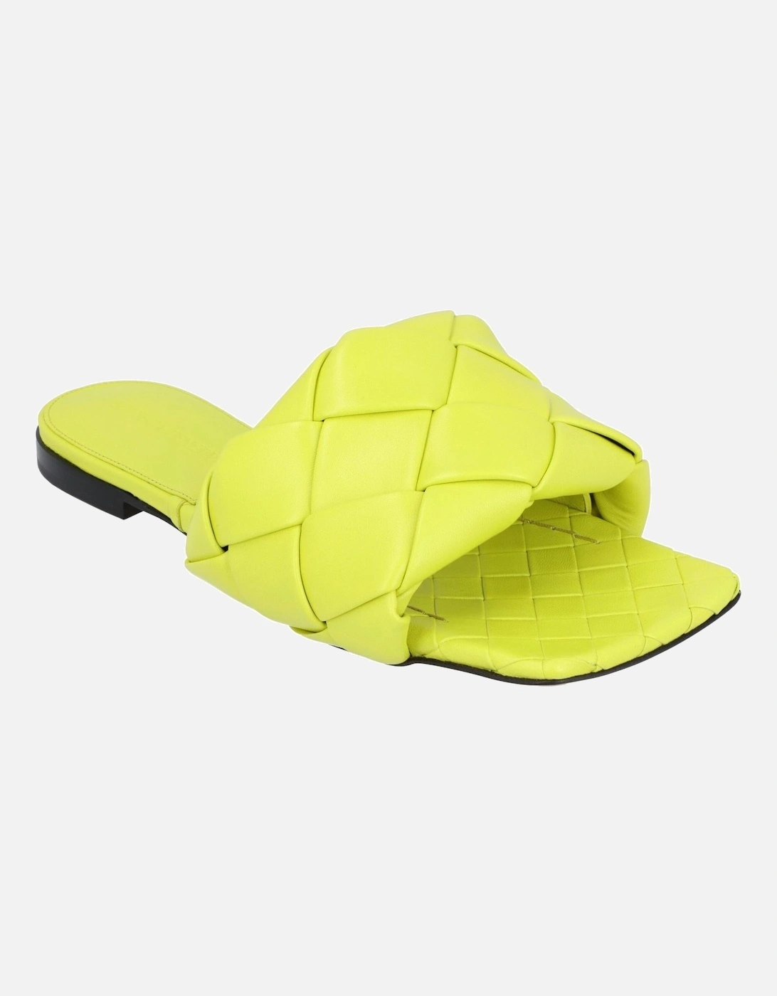 Intrecciato Leather Flat Sandals with Rubber-Injected Outsole