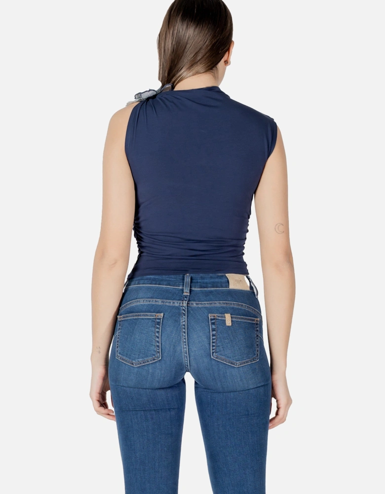 Sleeveless Turtleneck Cotton Blend Top