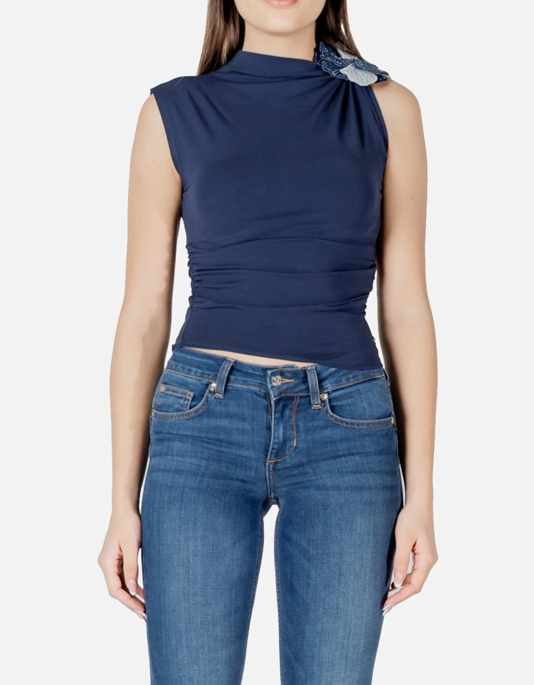 Sleeveless Turtleneck Cotton Blend Top
