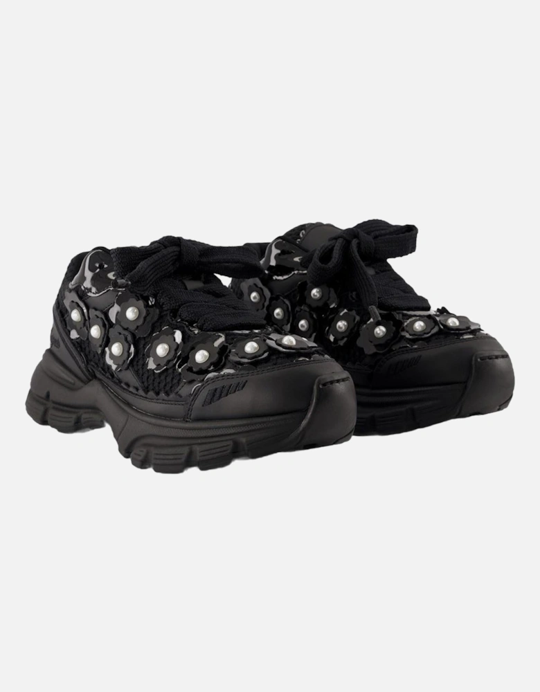 Smooth Calfskin Leather Sneakers with Top Laces