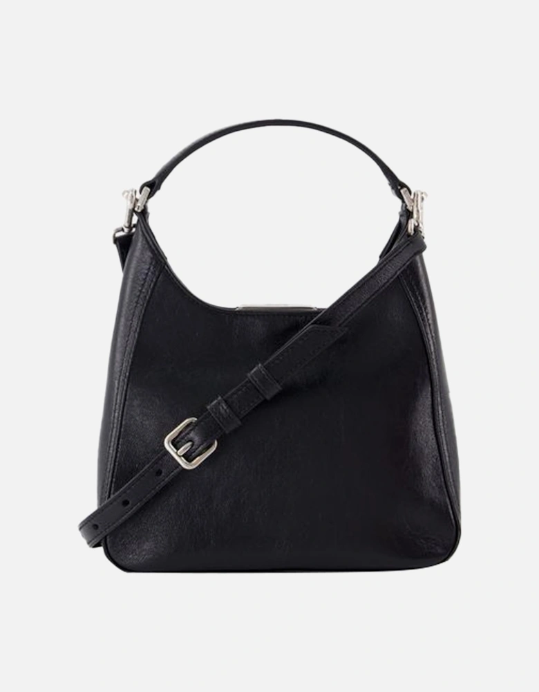 Convertible Leather Shoulder Bag with Top Handle and Adjustable Strap