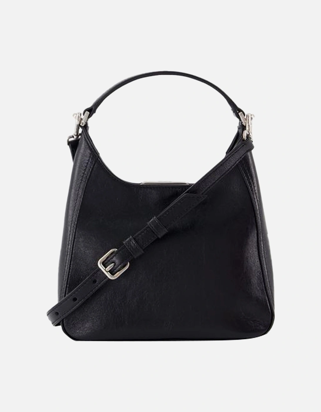 Convertible Leather Shoulder Bag with Top Handle and Adjustable Strap