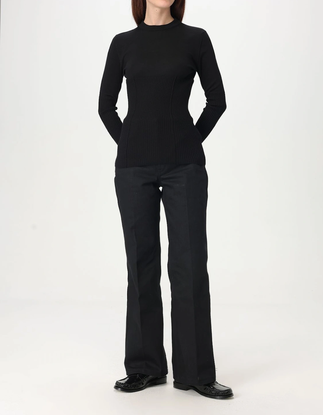 Ribbed Merino Wool Fitted Sweater