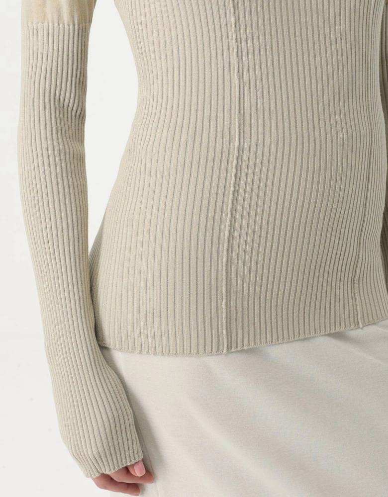 Ribbed Merino Wool Fitted Sweater