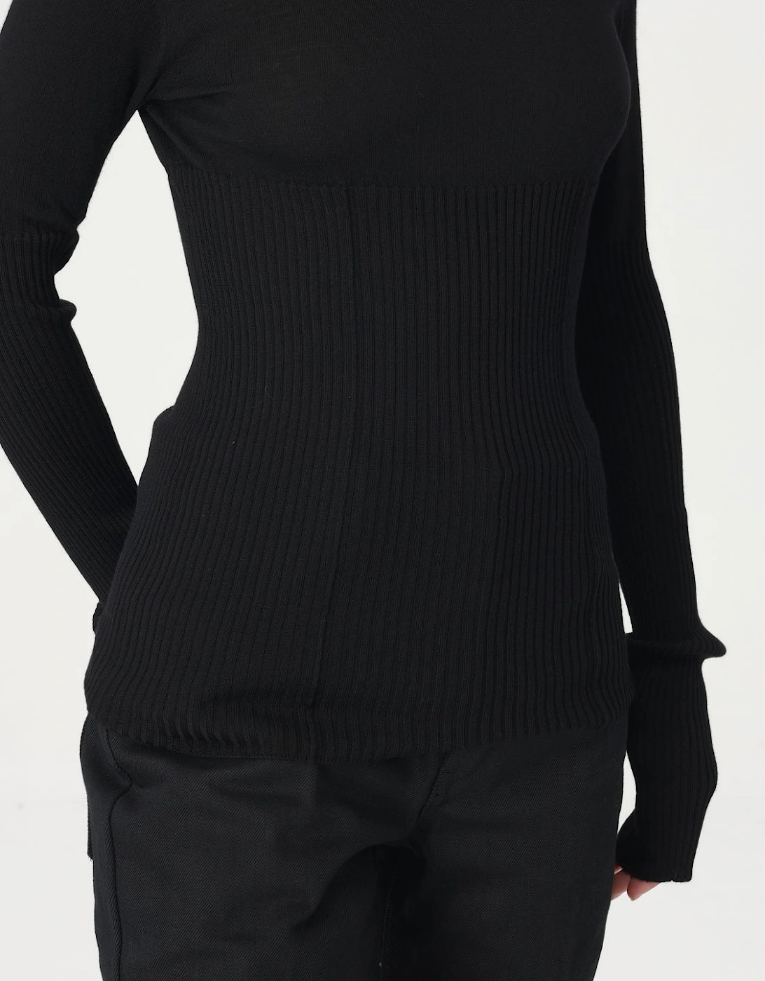 Ribbed Merino Wool Fitted Sweater