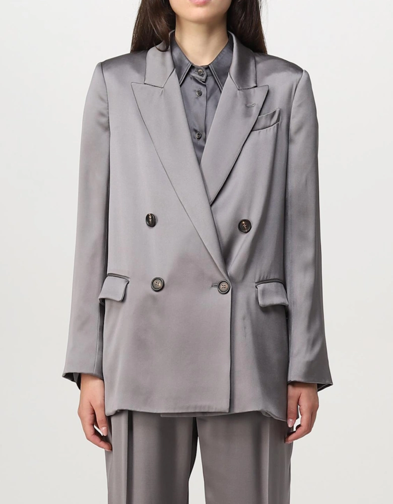 DoubleBreasted Silk Blazer Relaxed Fit