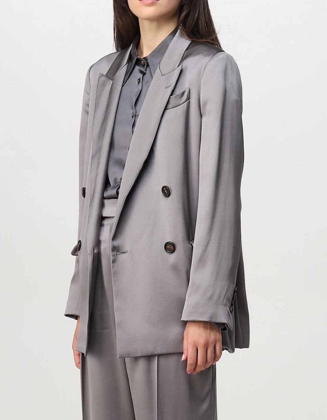 DoubleBreasted Silk Blazer Relaxed Fit