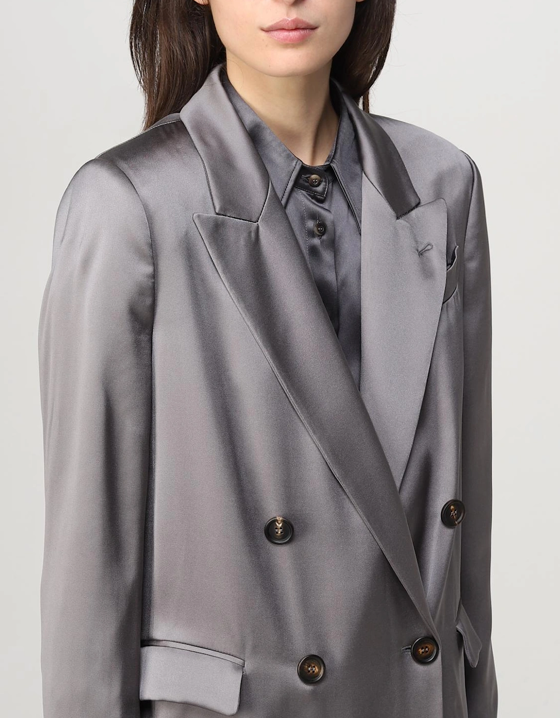DoubleBreasted Silk Blazer Relaxed Fit